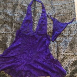 Purple teddy with matching thong